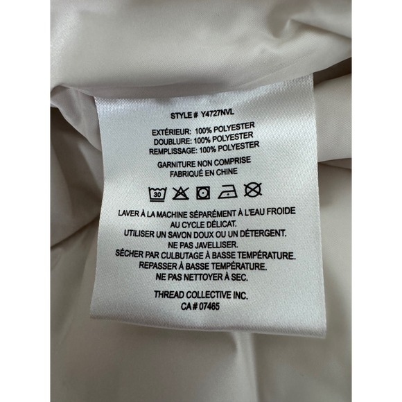 NVLT Womens XL TG Puffer Jacket Winter Warm Quilted Hooded Ivory White - Picture 7 of 10